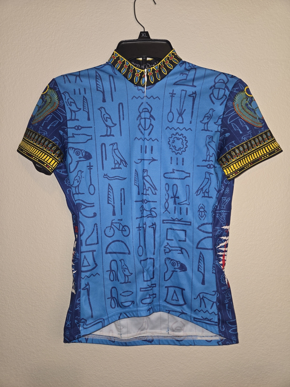 Blue Women’s Short Sleeve Jersey with Egyptian Motif S